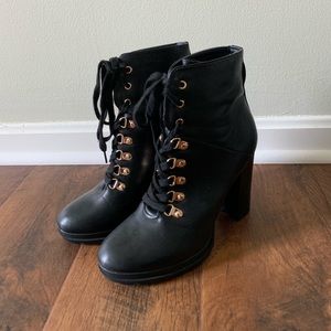 Black Laced-Up Booties